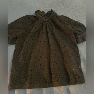 Black eyelet short sleeve blouse